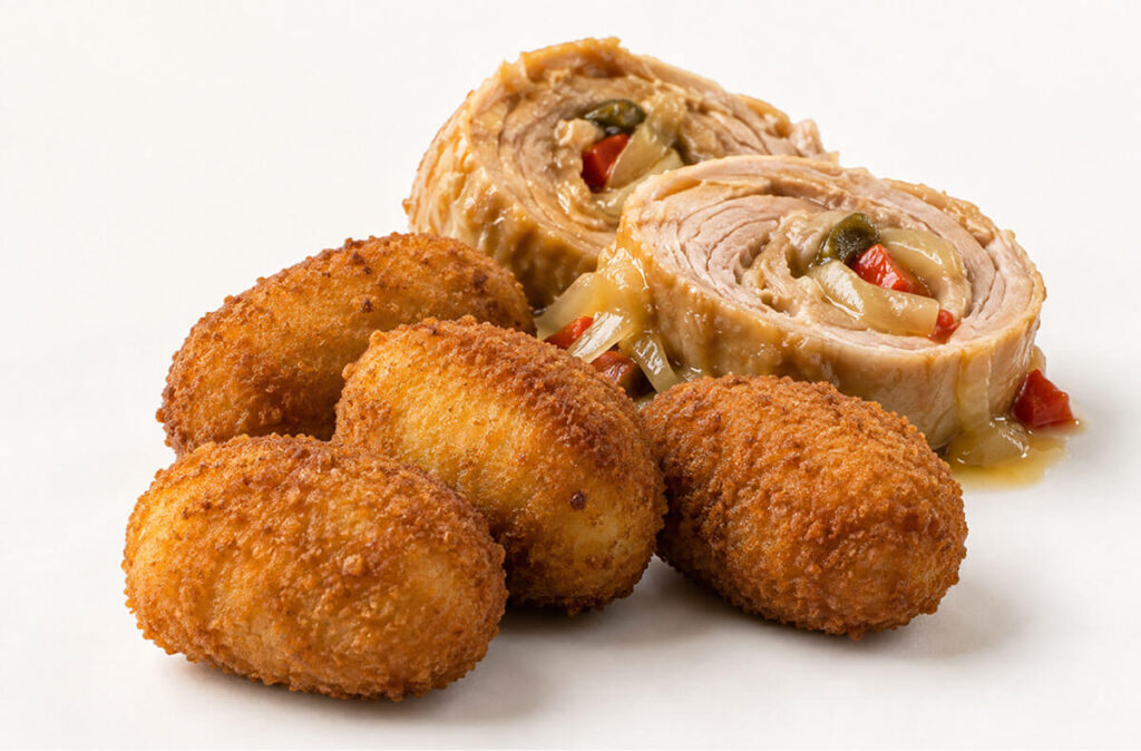 Croquetas artesanas de rollo de bonito a la sidra.