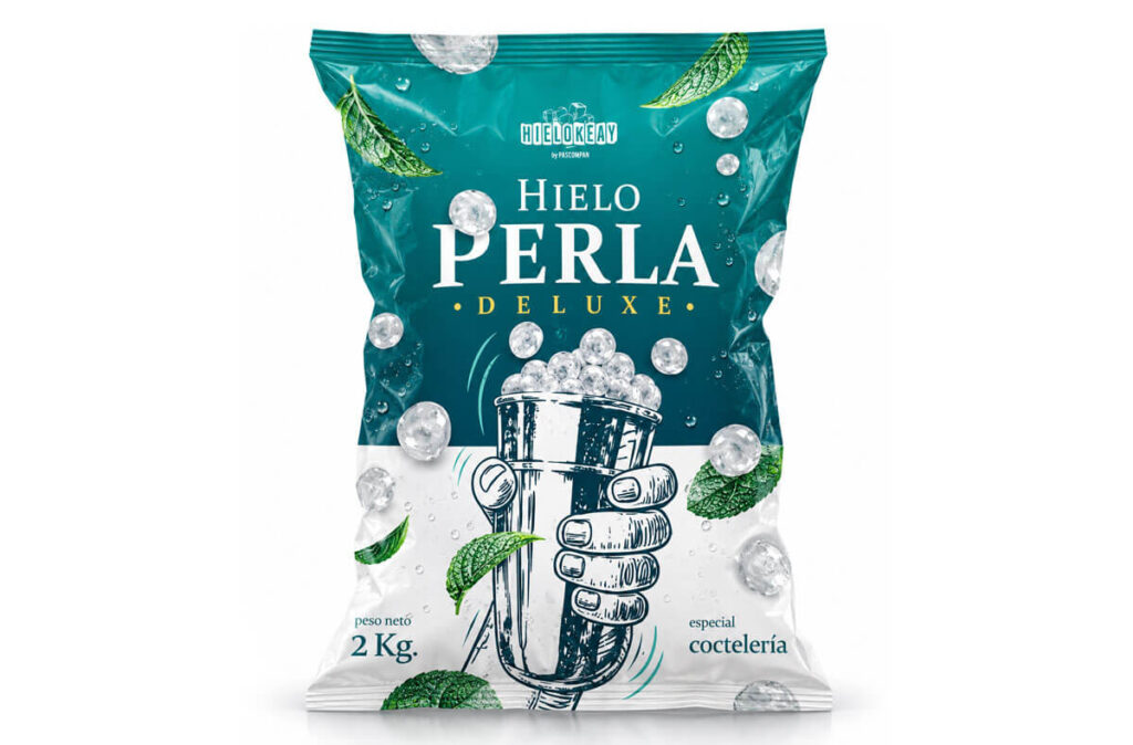 Bolsa de Hielo Perla Deluxe Pascompan especial para coctelería.