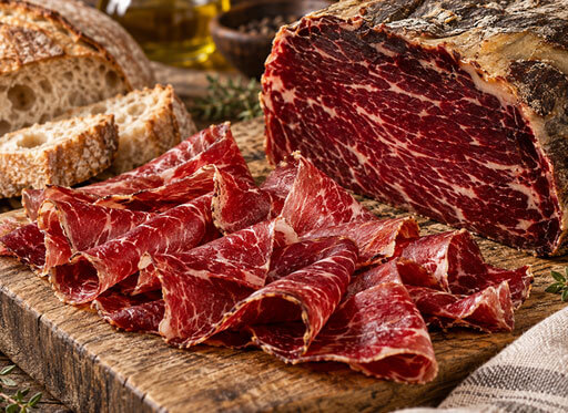 Cecina de León en pieza y lonchas finas.
