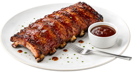 Costillar de cerdo BBQ Pascompan con salsa barbacoa.